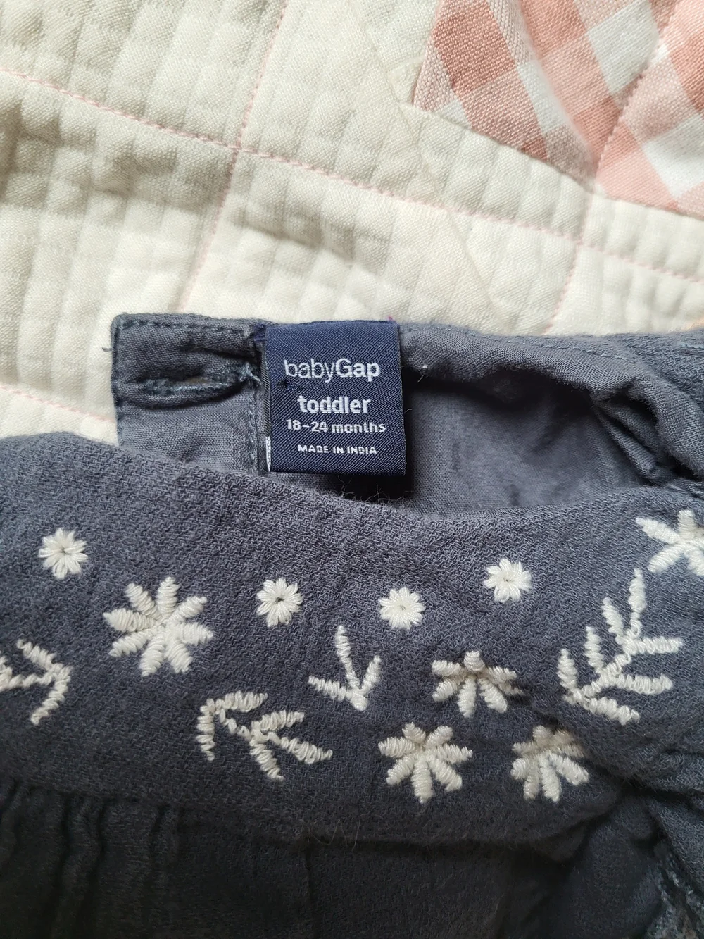 GAP Navy Toddler Dress with White Floral Embroidery